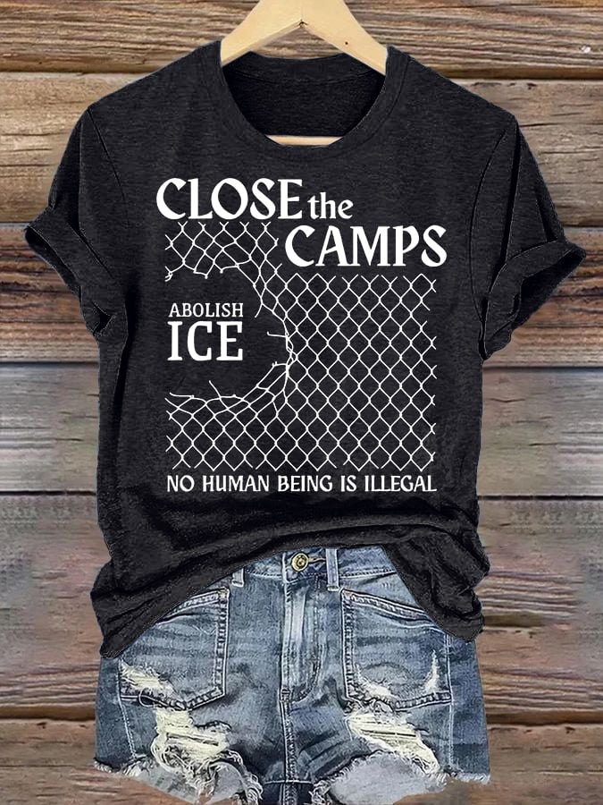 Women's Abolish ICE Close The Camps Print T-Shirt