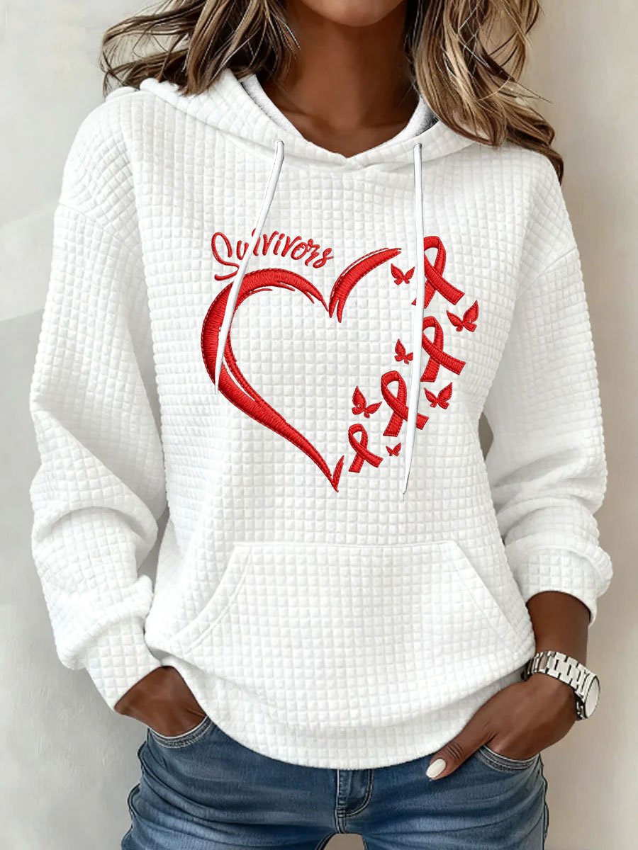 Women's Heart Disease Awareness Print Hooded Sweatshirt
