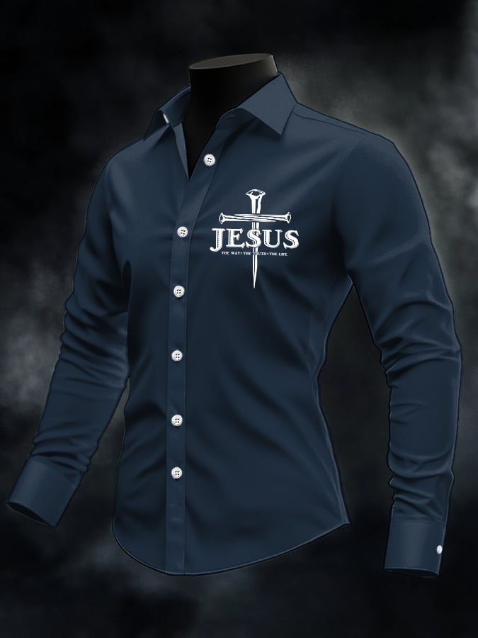 Men's Jesus The Way The Truth The Life Print Casual Shirt