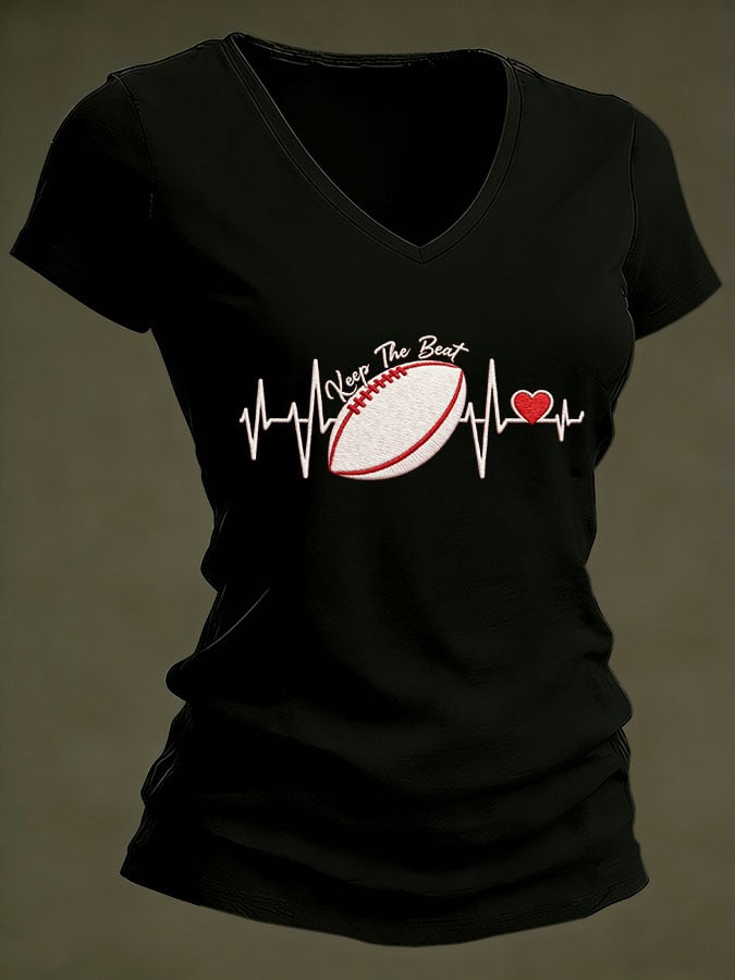 Women's Casual Heart Disease Awareness Printed Short-Sleeve T-Shirt