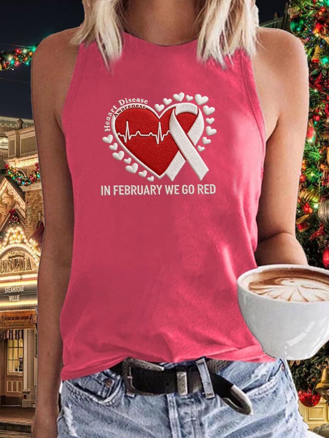 Women's Heart Disease Awareness Printed Vest