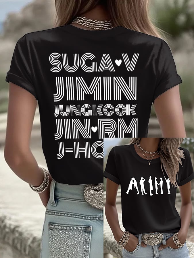 Women's BTS Fan Print Short-Sleeve T-Shirt