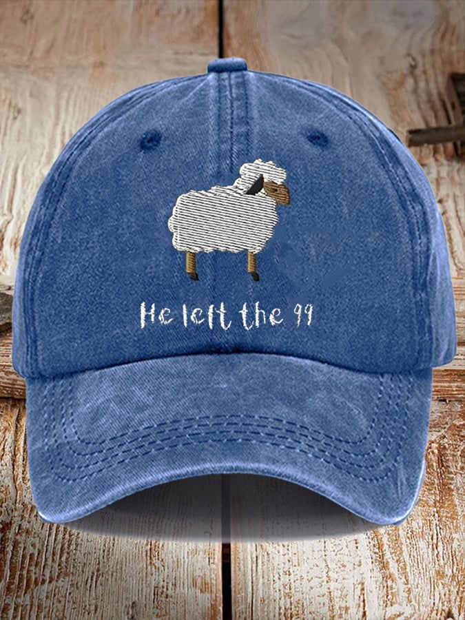 Unisex Distressed Washed Cotton Faith He Left The 99 To Rescue Me Hat