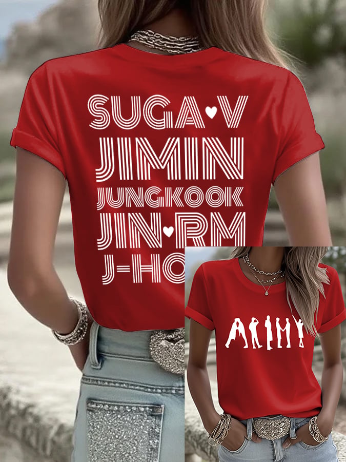 Women's BTS Fan Print Short-Sleeve T-Shirt