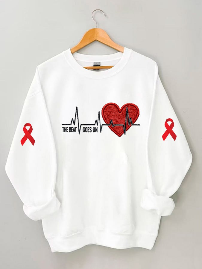 Women's casual heart disease awareness sweatshirt