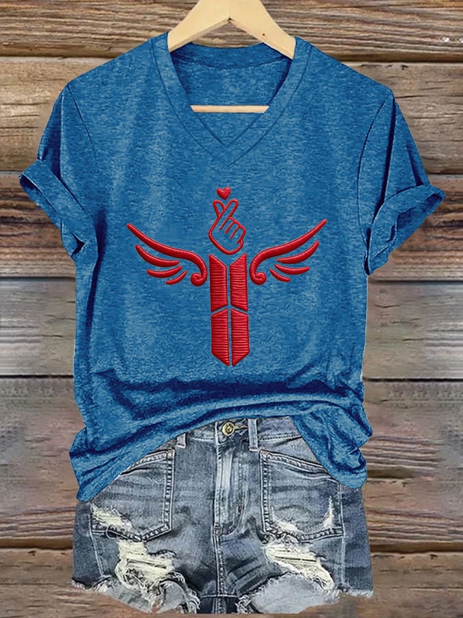 Women's K-pop Print Short-sleeved T-shirt