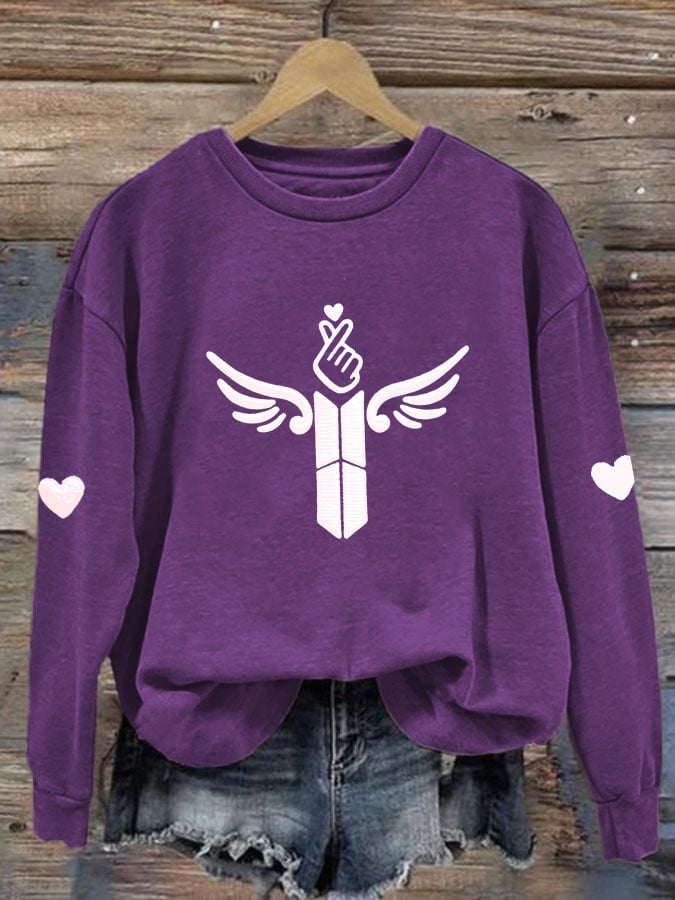 Women's K-pop Printed Long-Sleeve Sweatshirt