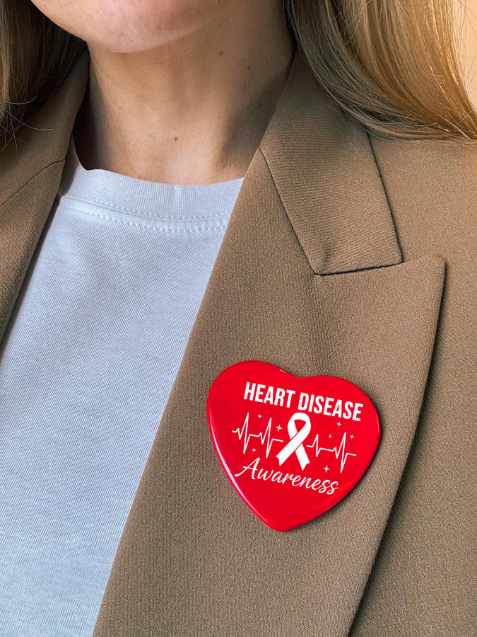 Women's casual heart disease awareness brooch