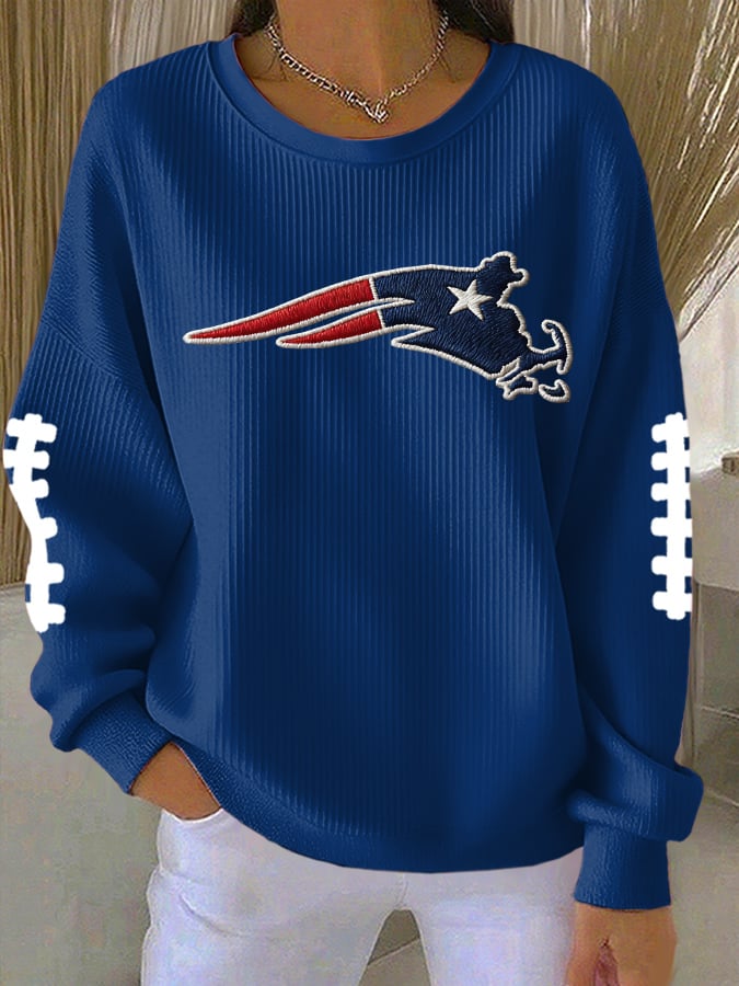 Women's football print crew neck top