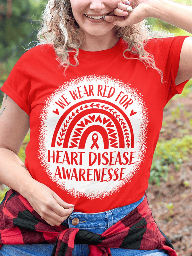 Women's Heart Disease Awareness Print T-shirt