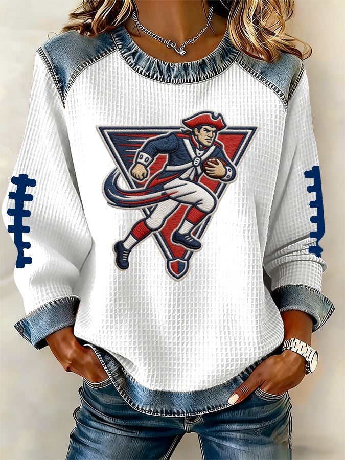 Women's Football Print Long-Sleeved Sweatshirt