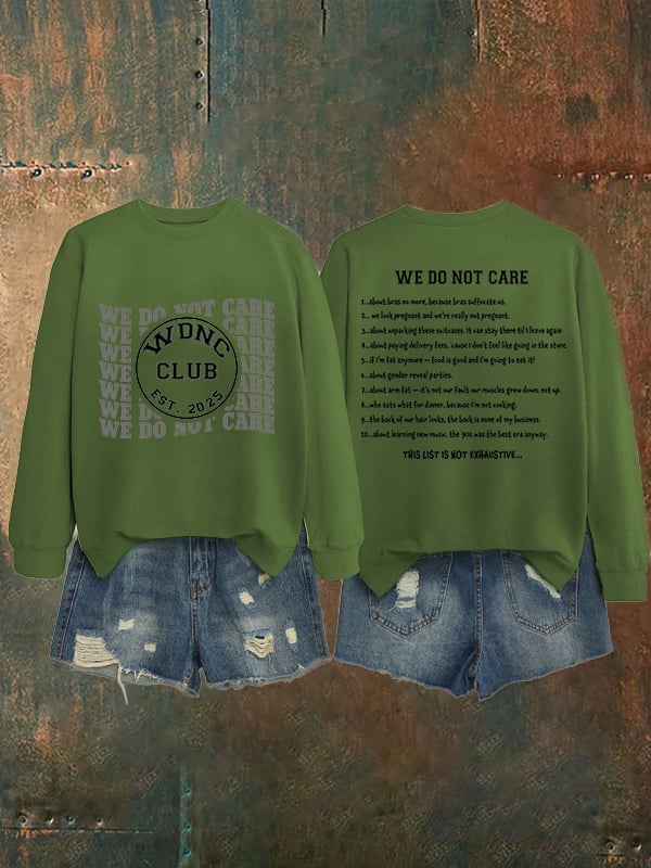 Women's Retro Funny Proud Member Of Club We Do Not Care Menopause Perimenopause Print Sweatshirt
