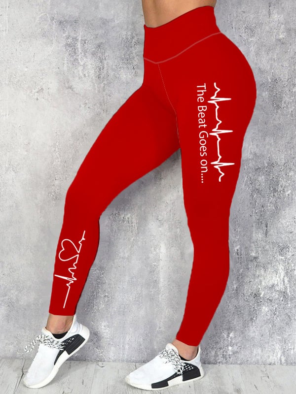 Women's Heart Disease Awareness Print Leggings