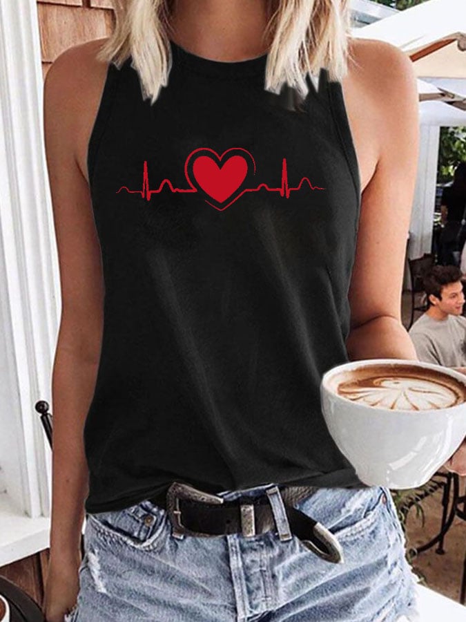 Women's Heart Disease Awareness Printed Vest
