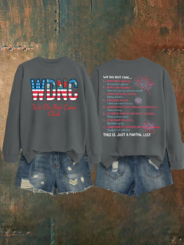 Women's Retro Funny Proud Member Of Club We Do Not Care Menopause Perimenopause Print Sweatshirt