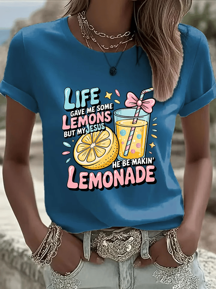 Women's Life Gave Me Some Lemons, But My Jesus Turned Them Into Lemonade Faith Print Shirt