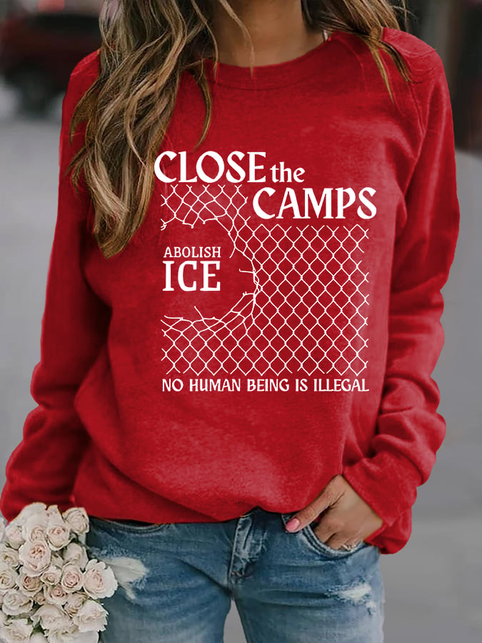 Women's Abolish ICE Close The Camps Printed Sweatshirt