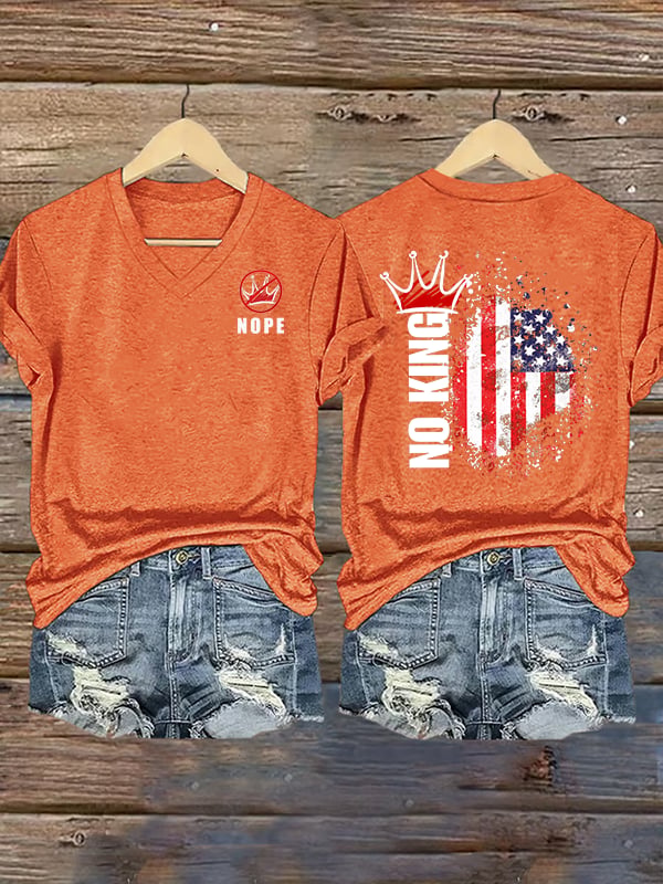 🔥Buy 3 Get 15% Off🔥Women's NOPE No King American Flag Print T-Shirt