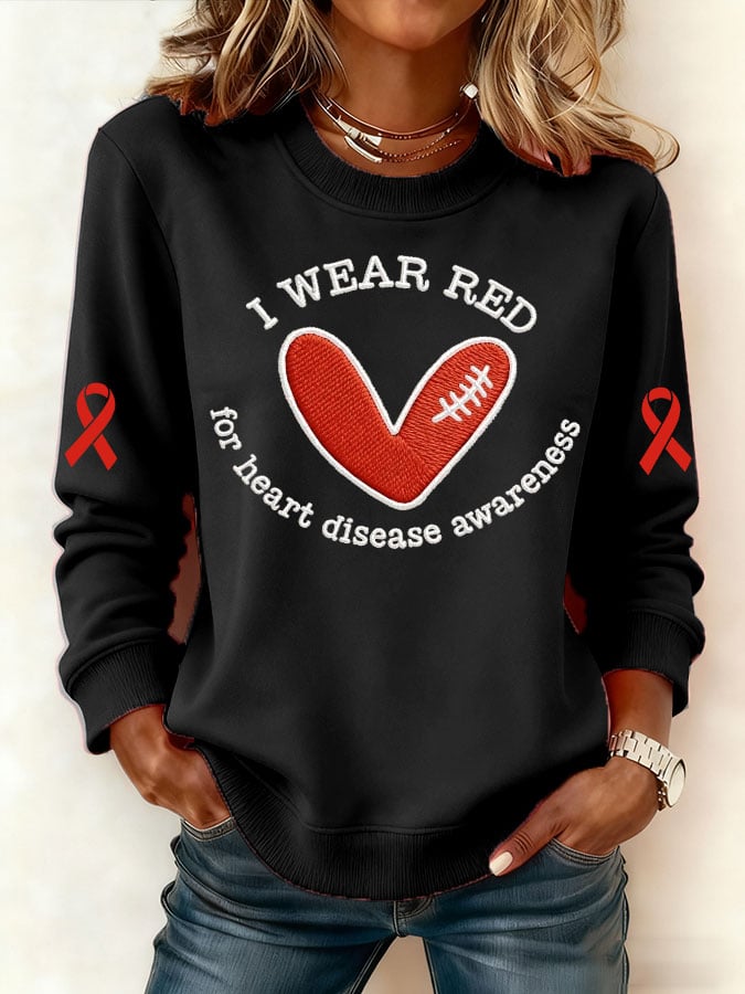 Women's Heart Disease Awareness Print Sweatshirt
