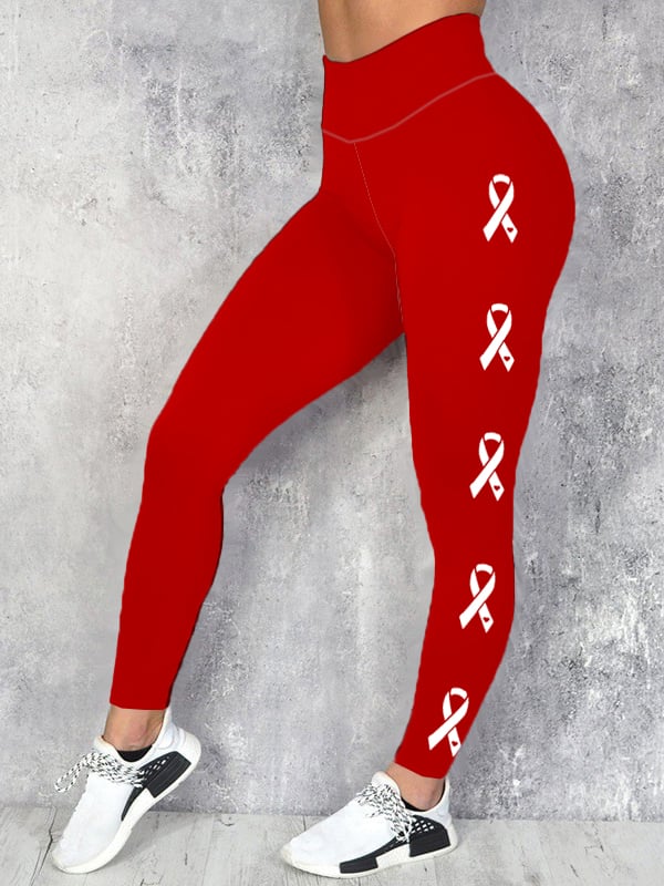 Women's Heart Disease Awareness Print Leggings