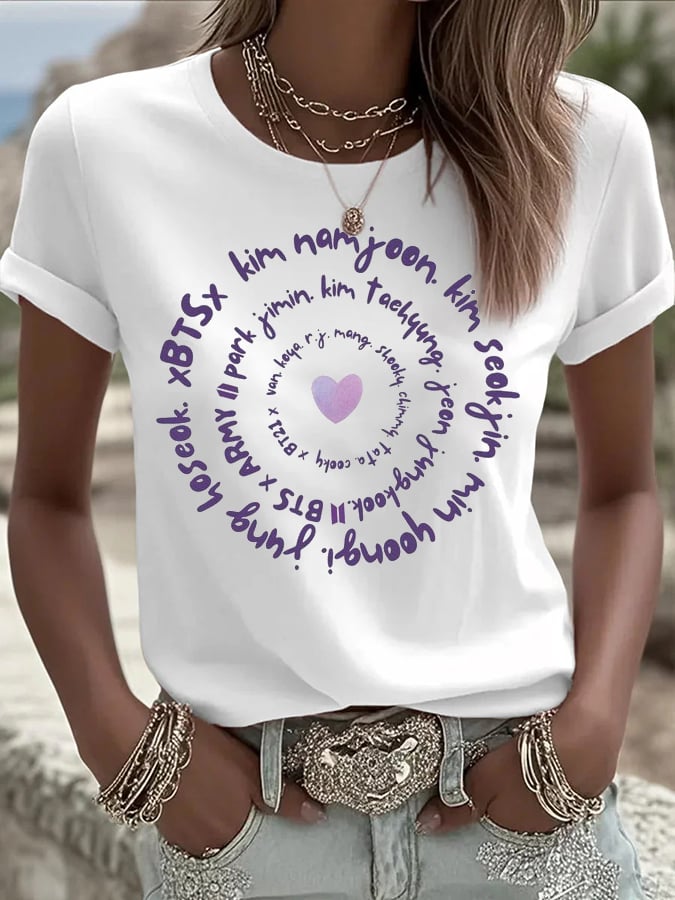 Women's K-pop Print Casual T-Shirt