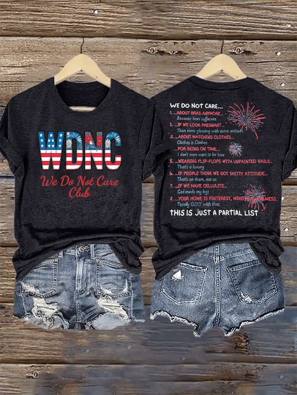 Women's Retro Funny Proud Member Of Club We Do Not Care Menopause Perimenopause Print T-Shirt