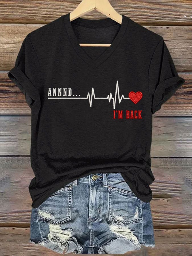 Women's Heart Disease Awareness Print T-shirt