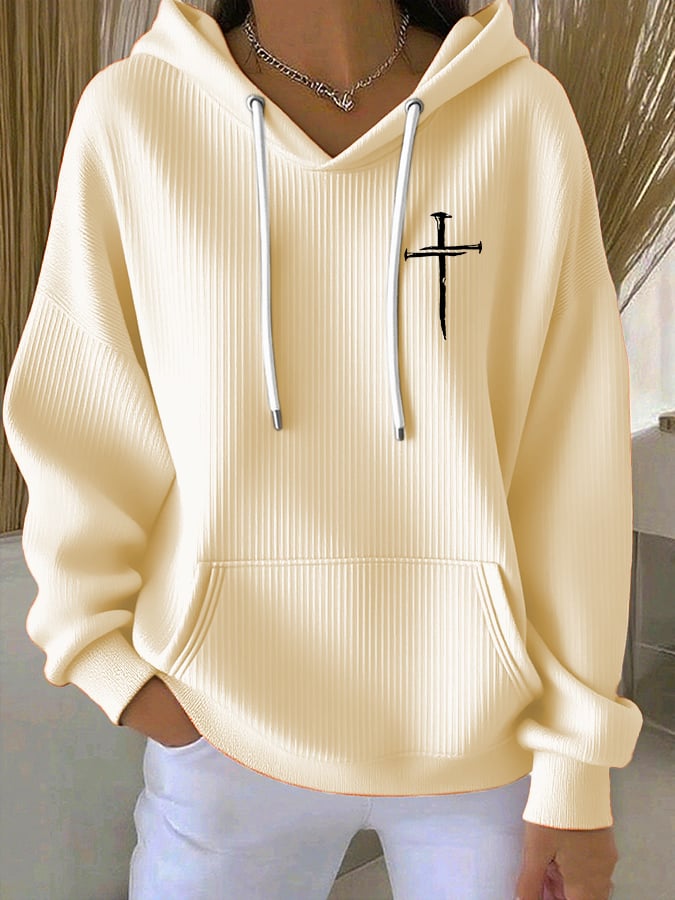 Women's Casual Faith Ribbed Hoodie