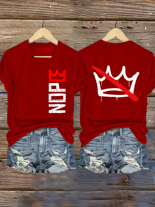 🔥Buy 3 Get 15% Off🔥Women's Nope, No Kings In America Print T-shirt