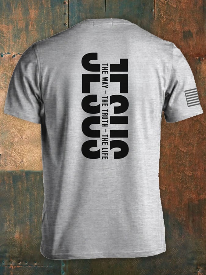 Way Truth Life Christian Faith Print Men's Short-Sleeved T-Shirt