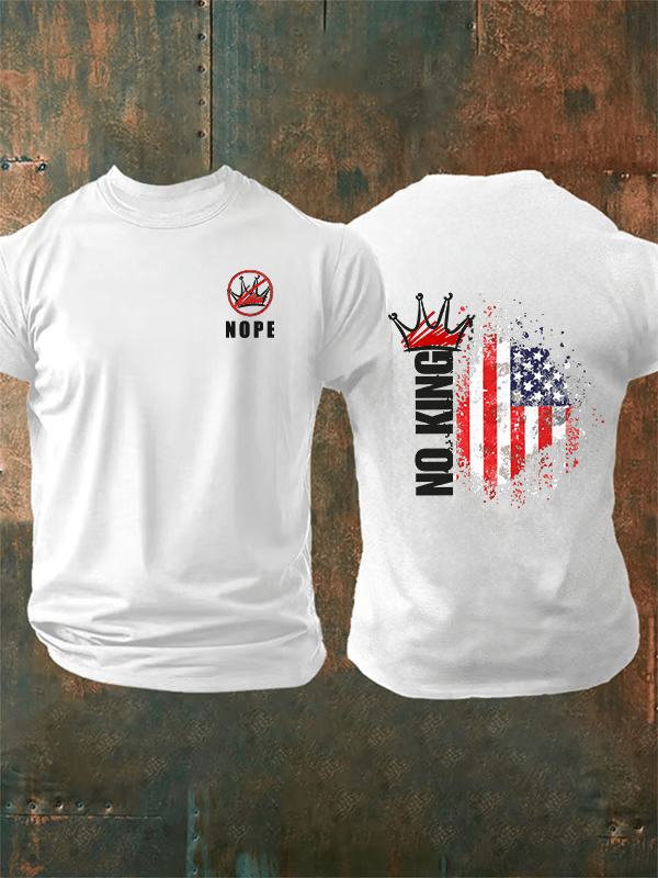 🔥Buy 3 Get 15% Off🔥Men's NOPE No King American Flag Print T-Shirt