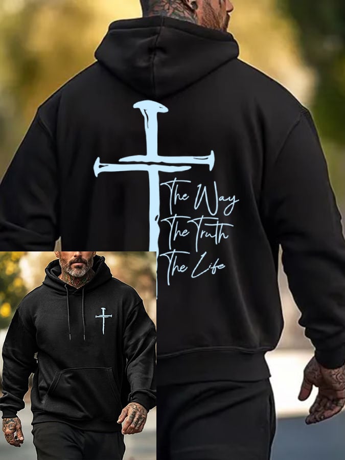 Men's Jesus The Way The Truth The Life Printed Casual Hoodie