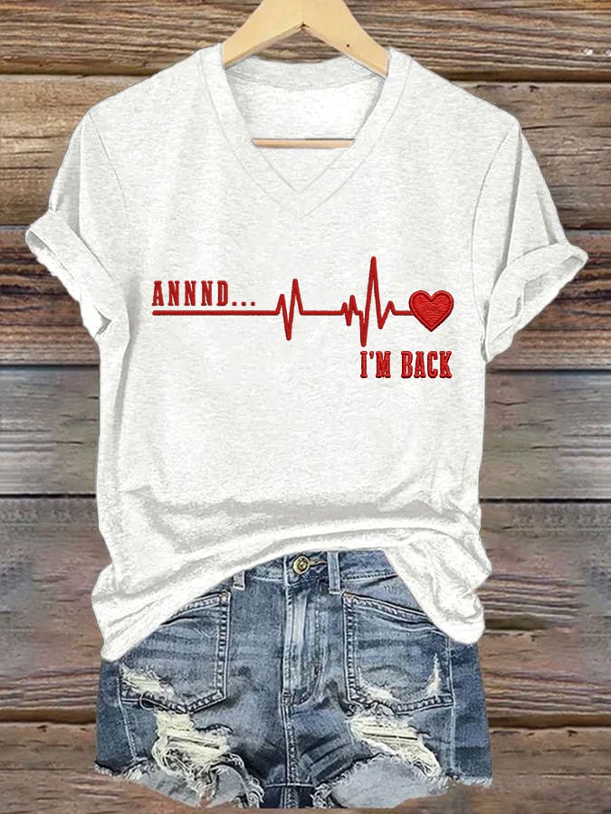 Women's Heart Disease Awareness Print T-shirt