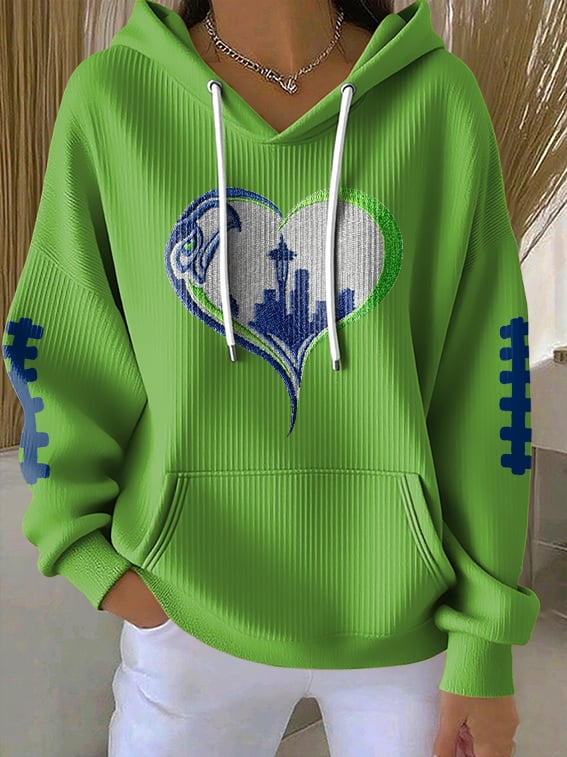 Women's Rugby Print Casual Hoodie