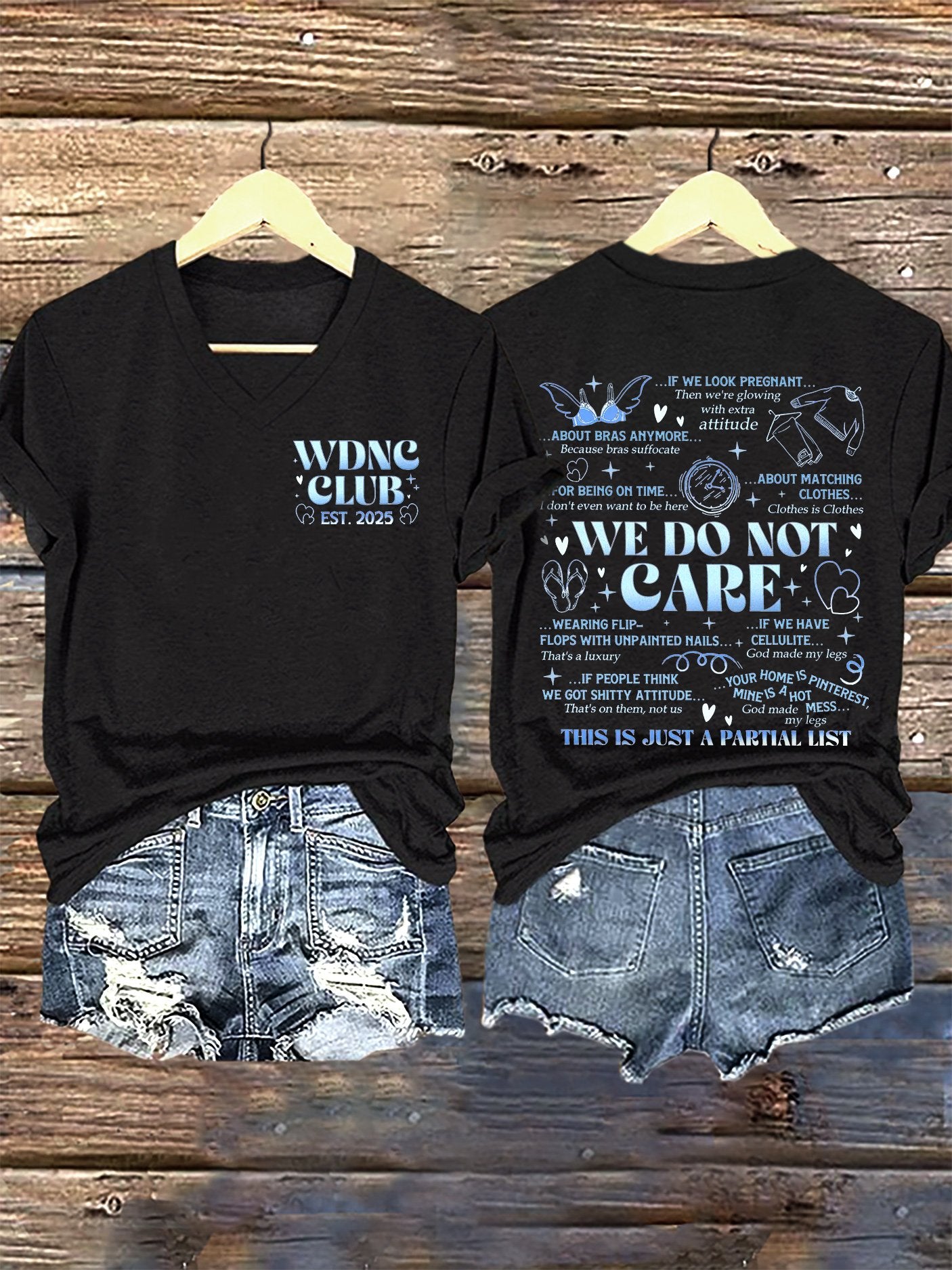 🔥Buy 3 Get 15% Off🔥V-Neck Retro Funny WDNC CLUB Est. 2025 Menopause Perimenopause Print T-Shirt