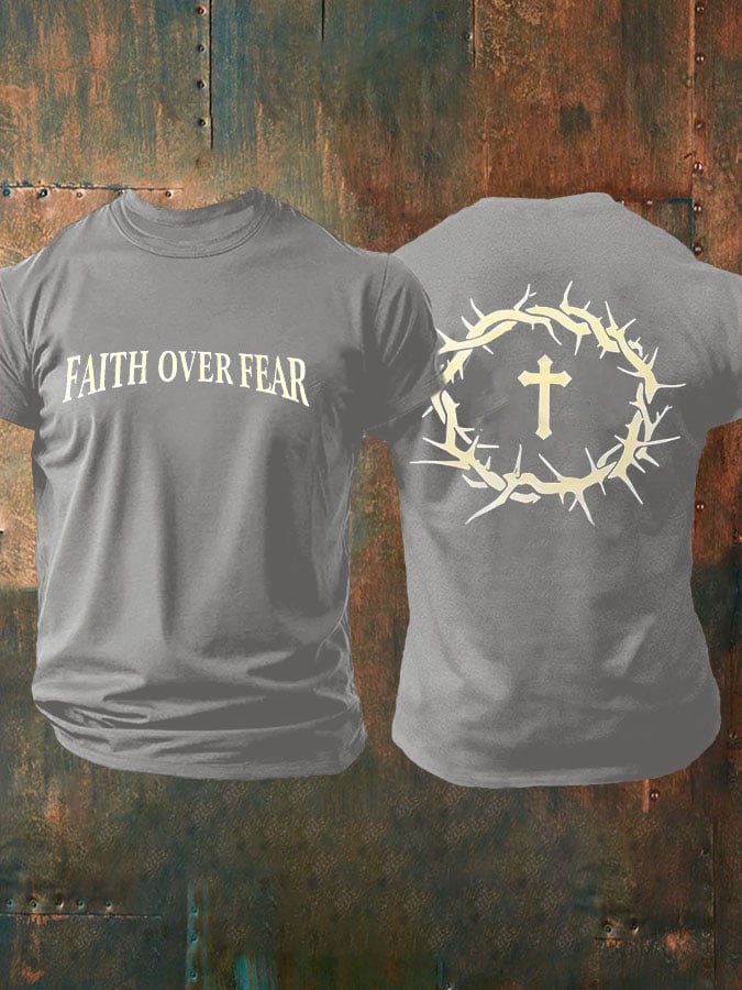 🔥Hot Sale Picks 🔥Men's Faith Over Fear Printed Casual T-Shirt