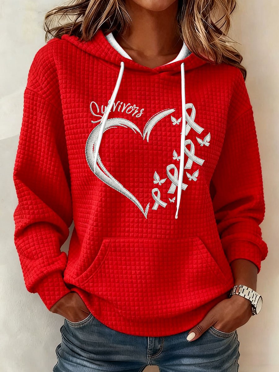 Women's Heart Disease Awareness Print Hooded Sweatshirt