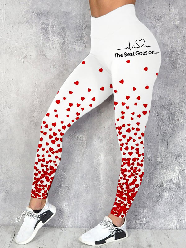 Women's Heart Disease Awareness Print Leggings