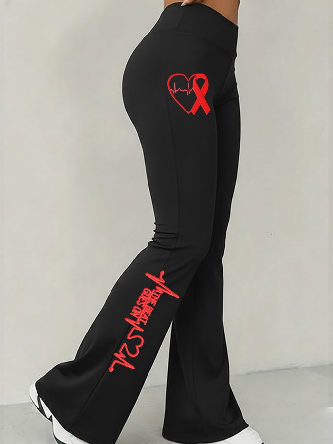 Women's Heart Disease Awareness Printed High-Stretch Leggings