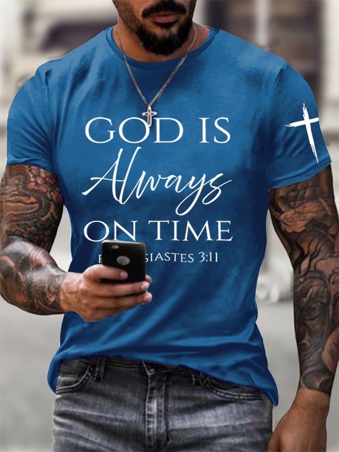 Men's God Is Always On Time Printed Shirt