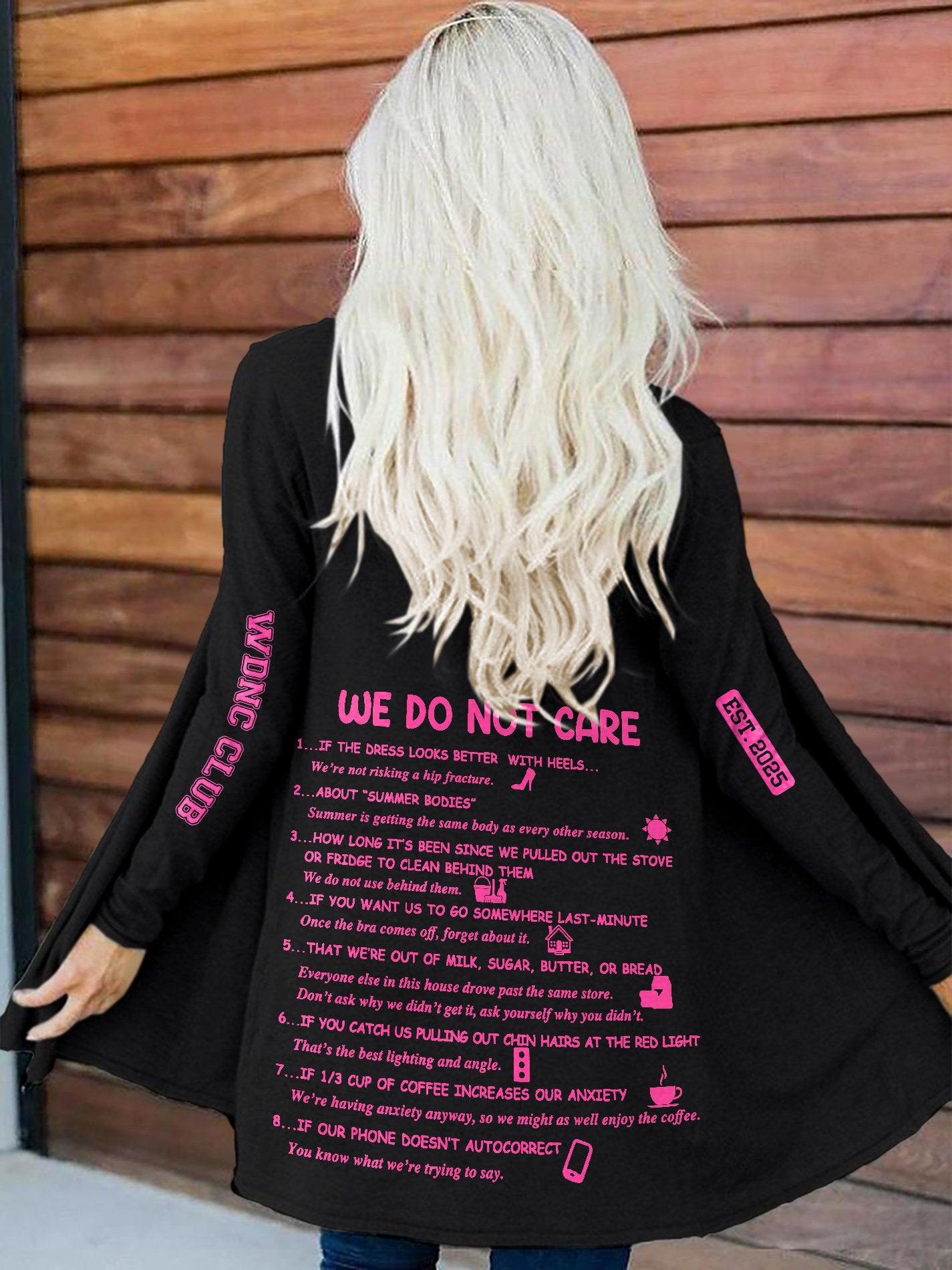 Retro Funny WDNC Club Menopause Perimenopause Print Cardigan
