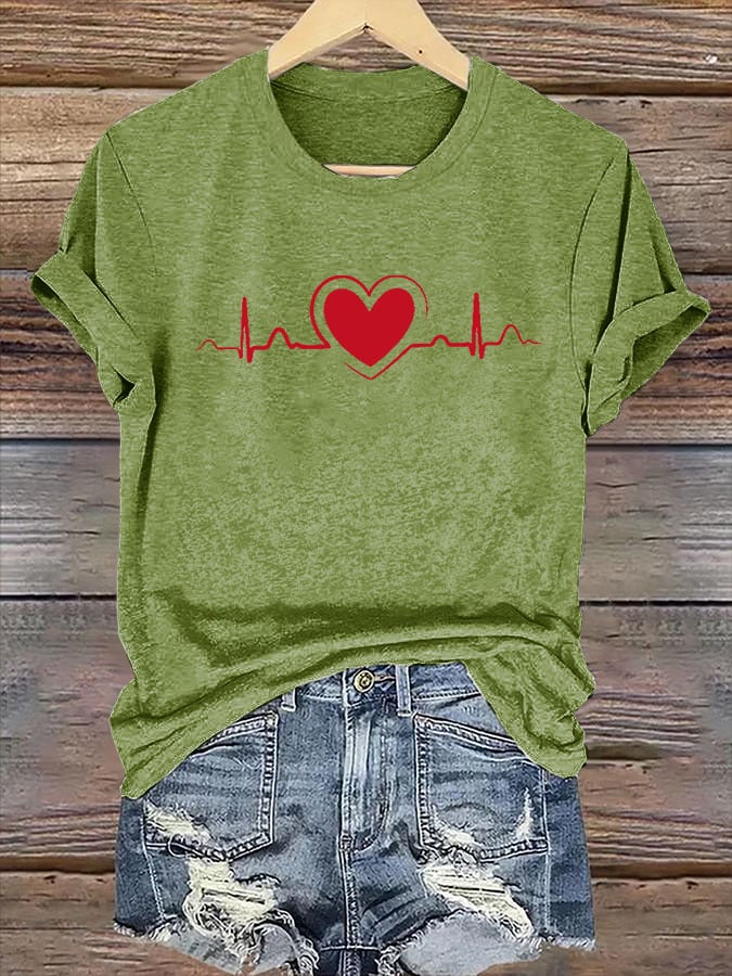 Women's Heart Disease Awareness Print T-shirt