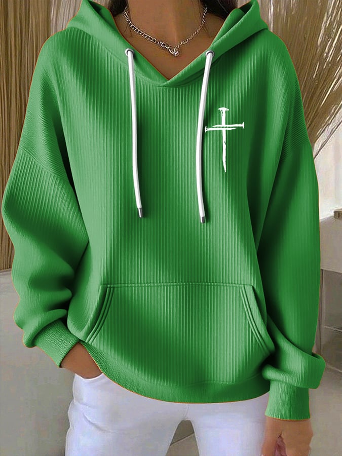 Women's Casual Faith Ribbed Hoodie
