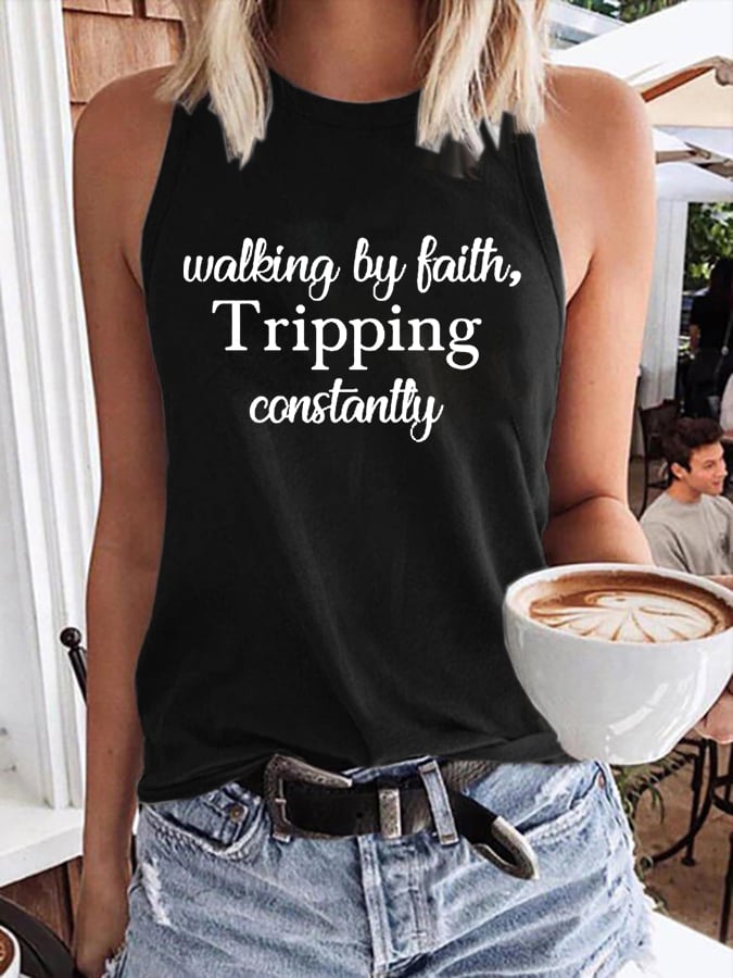 Women's Walking By Faith Tripping Constantly Print Vest