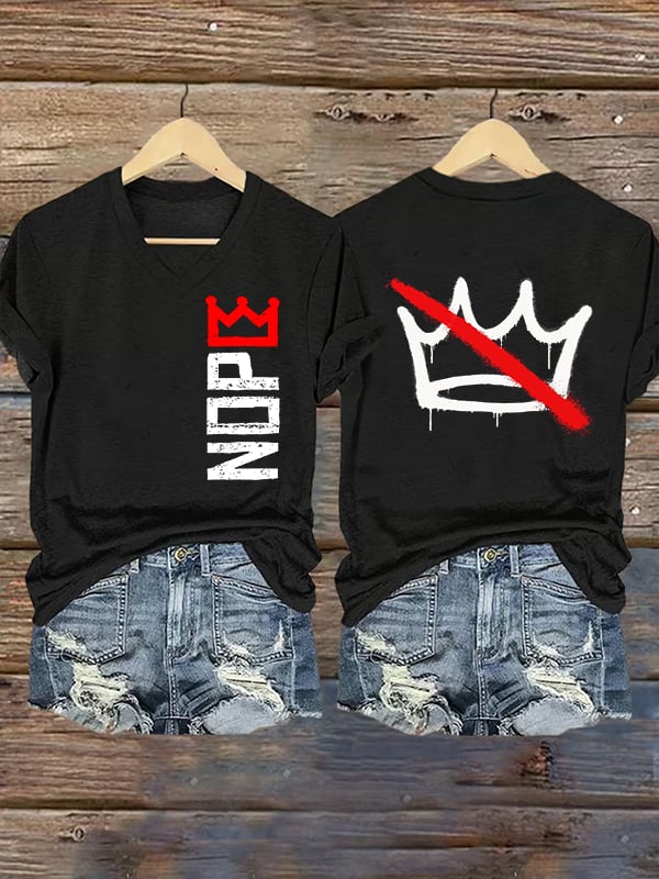 🔥Buy 3 Get 15% Off🔥Women's Nope, No Kings In America Print T-shirt
