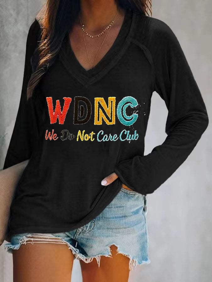 Women's V-neck Retro Funny Proud Member Of WDNC Club Menopause Perimenopause Print T-Shirt
