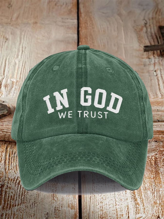 Unisex Distressed Washed Cotton "Faith" Embroidered Hat