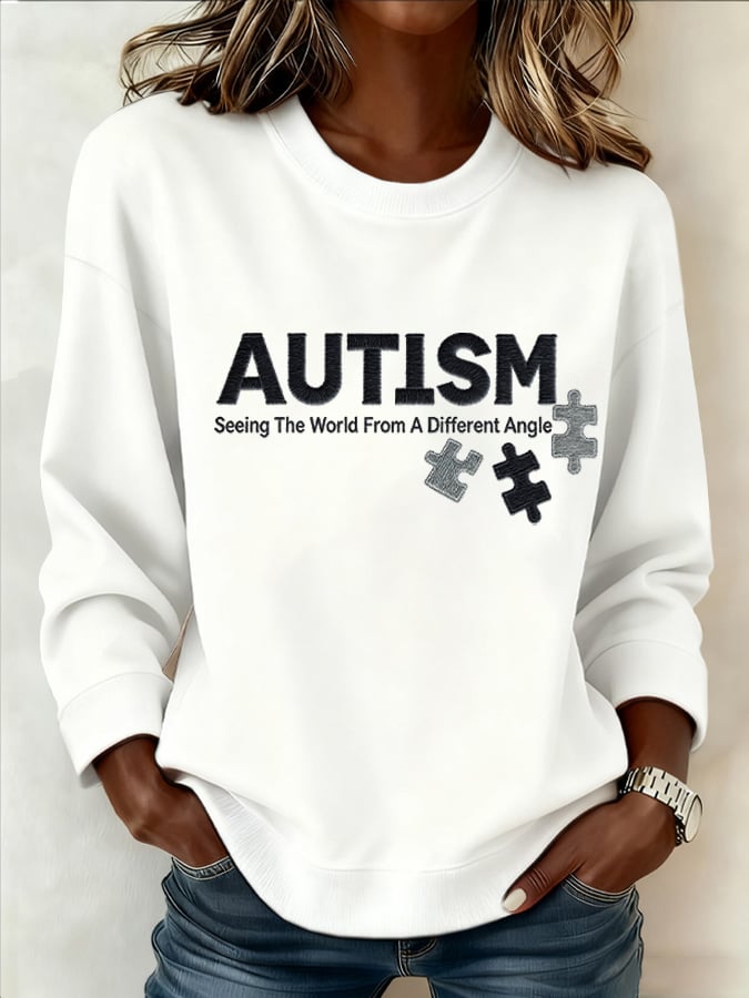 Women's Retro Autism Awareness Print Hoodie