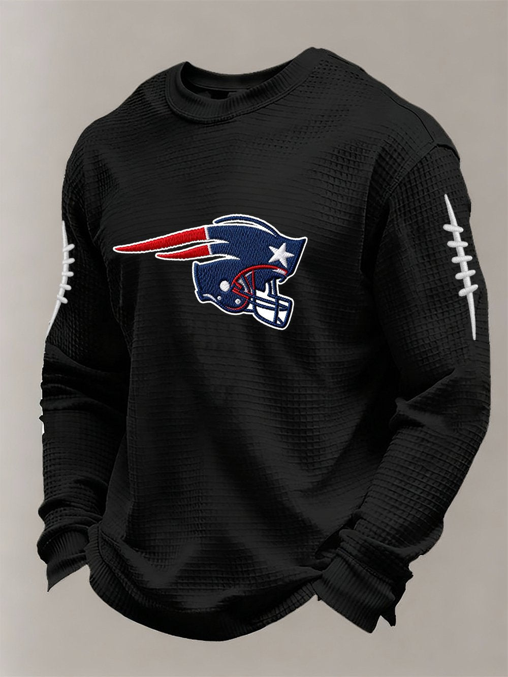 Men’s Football Graphic Waffle Knit Long Sleeve Crewneck T-Shirt