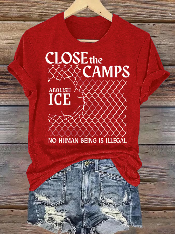 Women's Abolish ICE Close The Camps Print T-Shirt